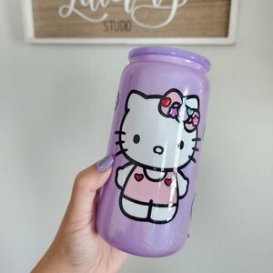 🎀 Hello Kitty Purple Shimmer Glass Cup 16oz